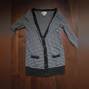 SO Black and Gray Striped Button-Front Cardigan Sizr Large